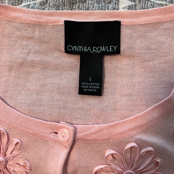 Cynthia Rowley Floral Knit Sweater Womens M Soft Lightweight - Picture 6 of 6